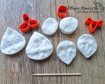 Tiny phalaenopsis orchid silicone veiner and plastic cutter set