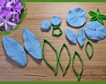 Petrea flower silicone veiner/mold and plastic cutter set
