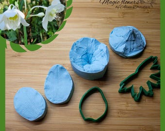 Jungle daffodil Flower silicone Veiner and plastic Cutter Set - Perfect for Cold porcelain, Polymer Clay and Fondant. Exotic flower set
