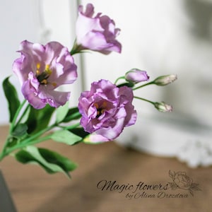 Eustoma / Lisianthus - fleur artificielle pourpre, violette, lilas en porcelaine froide