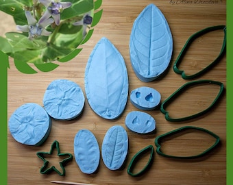 Calotropis Flower Silicone Veiner & Cutter Set: Polymer Clay, Fondant