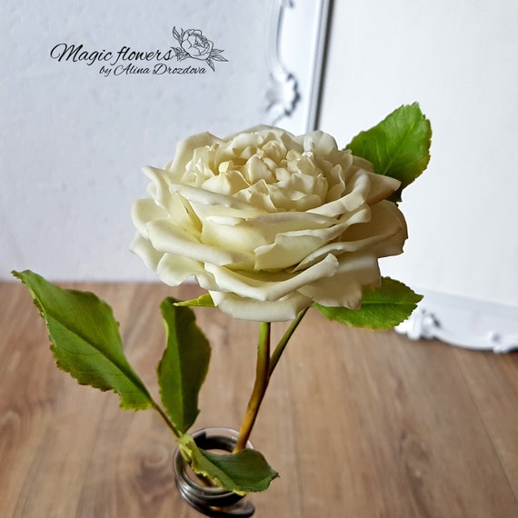 Fleur En Argile Blanche Jardin Rose Porcelaine Froide Des