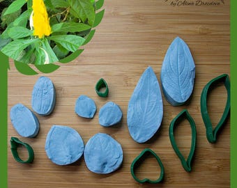 Golden Shrimp Plant Silicone Veiner and Cutter Set: Polymer Clay, Cold Porcelain, Fondant