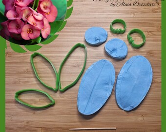 Euphorbia milii silicone veiner/mold and plastic cutter set