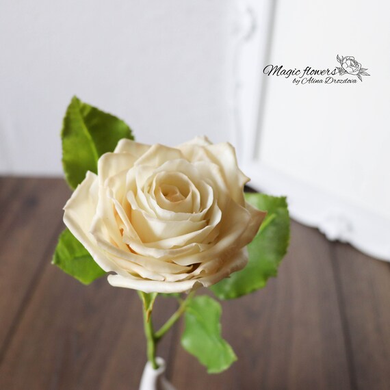 Flor artificial de rosa blanca de porcelana fría - Etsy España Flor artificial de rosa blanca de porcelana fría - Etsy España