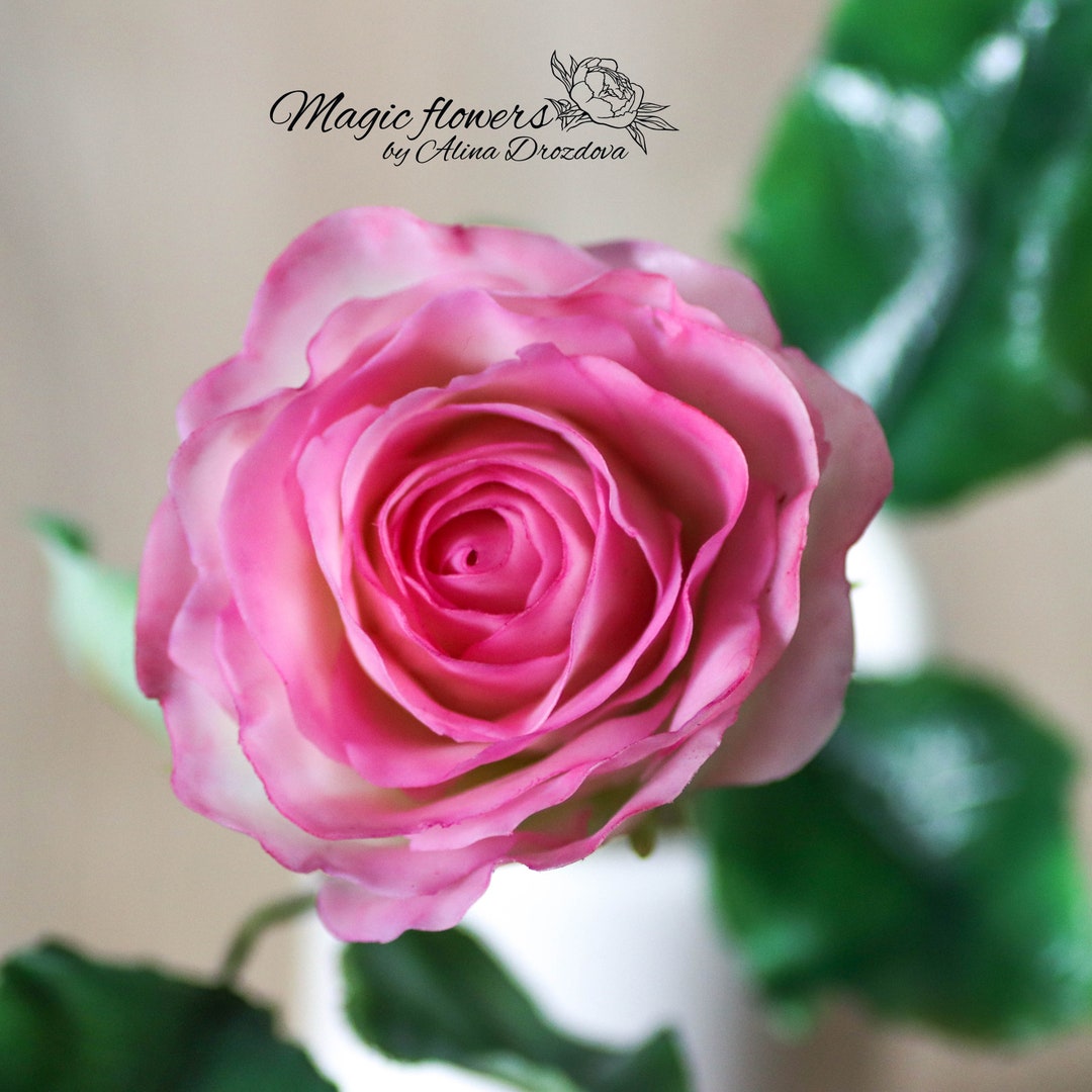 Pink Rose Artificial Flower Out of Cold Porcelain Gift for Everlasting Love Etsy