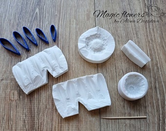 Gerbera daisy flower silicone veiner and plastic cutter set
