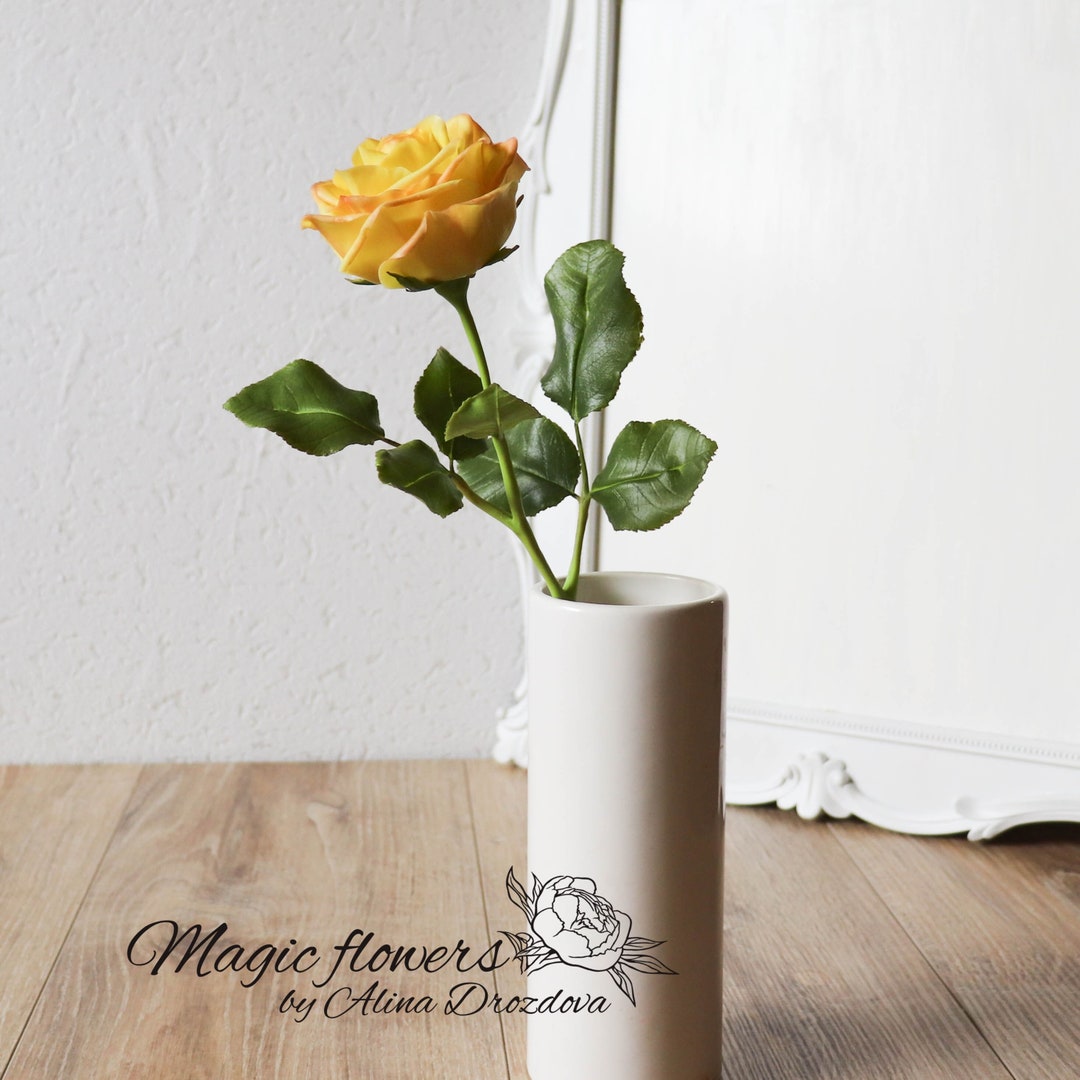 Yellow Rose Artificial Flower Out of Cold Porcelain - Etsy, image size:1080x1080