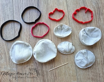 Big rose flower silicone veiner and plastic cutter set