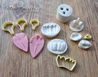 Carnation silicone veiner and plastic cutter set for making flowers