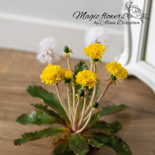 Dandelion without pot - artificial flower out of cold porcelain