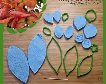 Mussaenda flower silicone veiner/mold and plastic cutter set