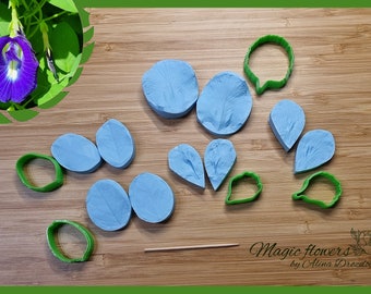 Clitoria (Butterfly pea) flower silicone veiner/mold and plastic cutter set