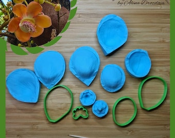Cannonball Tree Flower Silicone Veiner & Cutter Set: Polymer Clay, Fondant