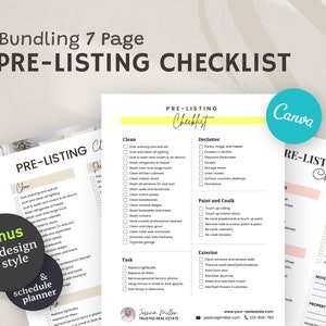 Pre-Listing Home Prep Checklist – 7 Page Editable Real Estate Forms for Seller Meeting, House Staging & Task Planning + Bonus Planners