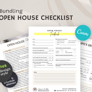 Open House Checklist Real Estate Bundle – Editable Sign-In, Feedback & Prep Forms for Agents | Canva PDF, 10 Pages + Bonus Planner.