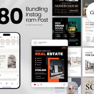 180 Realtor Social Media Bundle, Instagram Post and Story, Real Estate Templates, Realtor Social Media, Instagram posts, Canva Templates