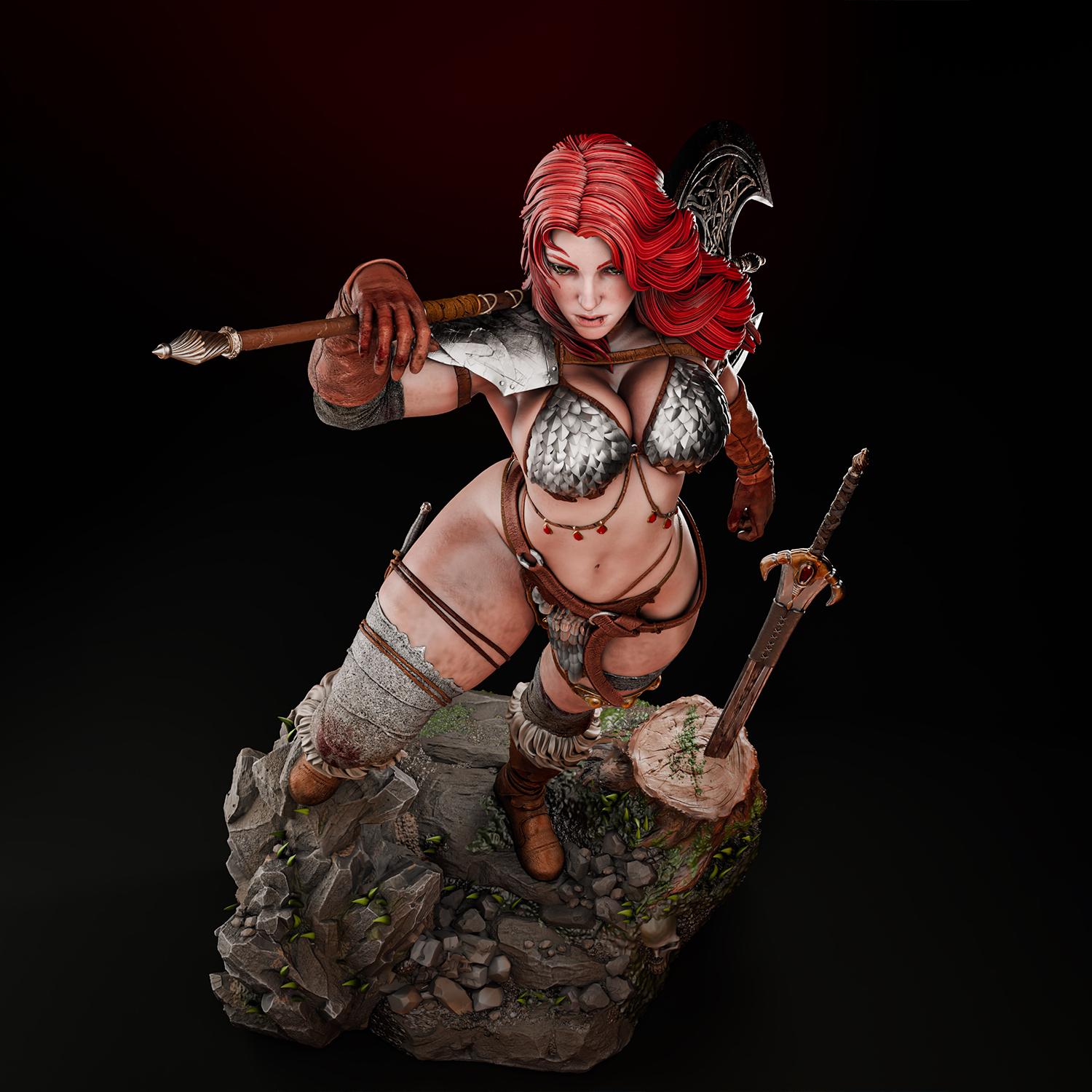 Red Sonja STL Statue + Bust | 1/6 Scale | 3D STL Print File Model ...
