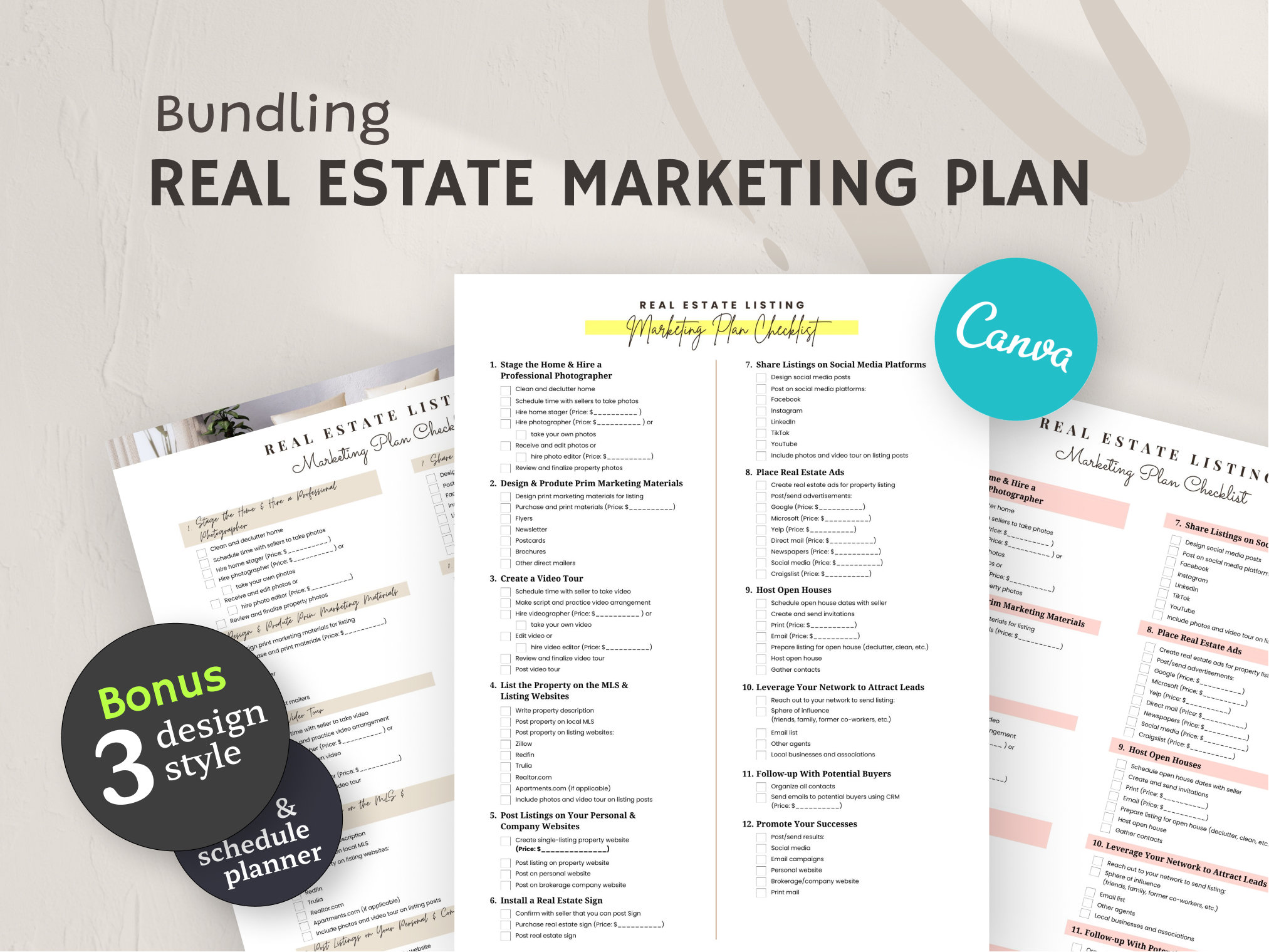 Close Listings with Confidence – Editable Real Estate Marketing Plan & Seller Checklist | Canva Presentation Toolkit | Editable Canva PDF