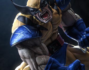Estatua STL de Wolverine X-Men / Savage Berserker con base de nieve / Modelo para impresión 3D