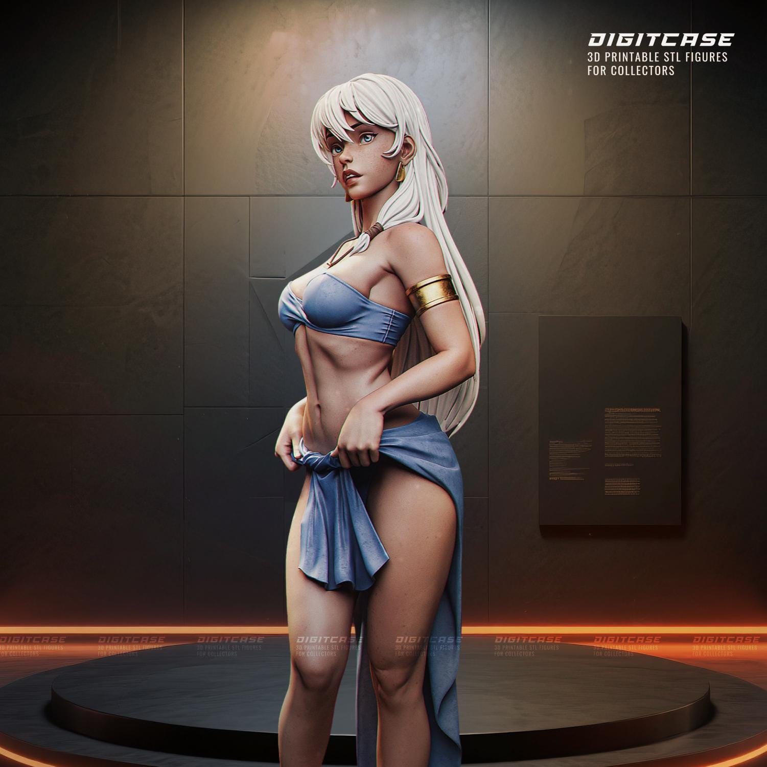 Fichier d'impression 3D STL déesse anime | Élégante pose Waifu avec base pour sanctuaire aquatique | Modèle FDM | Fichier d'impression 3D très détaillé, téléchargement immédiat