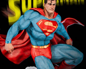Estatua STL de superhéroe con capa voladora para impresión 3D / Figura coleccionable del legendario guardián de la justicia