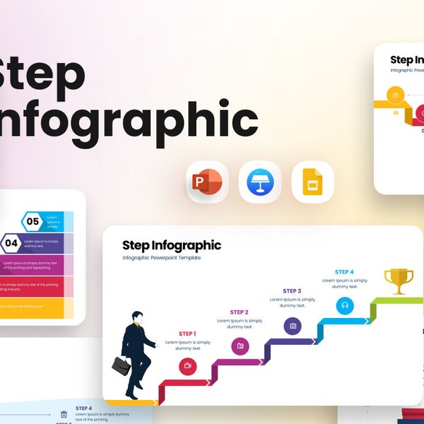 Modèle de présentation infographique d'étape moderne | Guide visuel étape par étape avec des diapositives modifiables pour les diagrammes de présentation et de processus professionnels