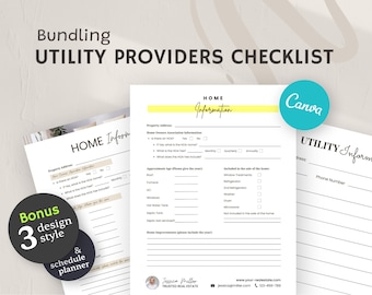 Simplify Move-In Utility Setup – Editable Home Buyer Info Sheet & Real Estate Checklist | Canva Printable PDF Toolkit