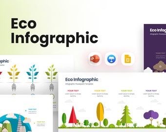 Modèle PowerPoint d'infographie éco verte | Présentation d'entreprise durable | Visualisation des données environnementales