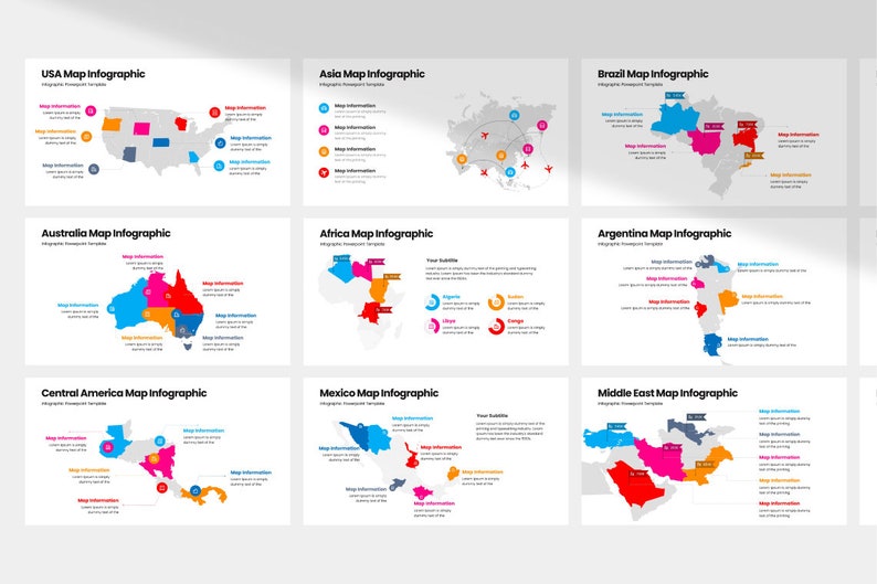 Modern Map Infographic Presentation Template | Geographic Data ...