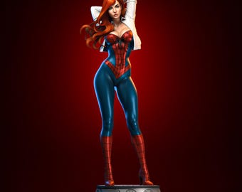 Traje de Mary Jane Spider STL / Estatua femenina inspirada en Marvel / Archivos STL para impresión 3D