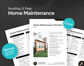 Liste de contrôle pour l'entretien de la maison : agenda de 12 pages pour l'entretien des locaux (PDF modifiable sur toile)