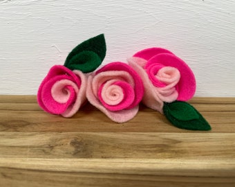 Felt Roses - 3pk, Felt Toy for Cats, Unique Cat Toy, Felt Flowers, Felt Roses, Flower Toy, Cat Gift, Cat Toy, Catnip Cat Toy, Cat Felt Toy