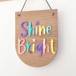 Shine Bright Plaque, Positivity decor for children