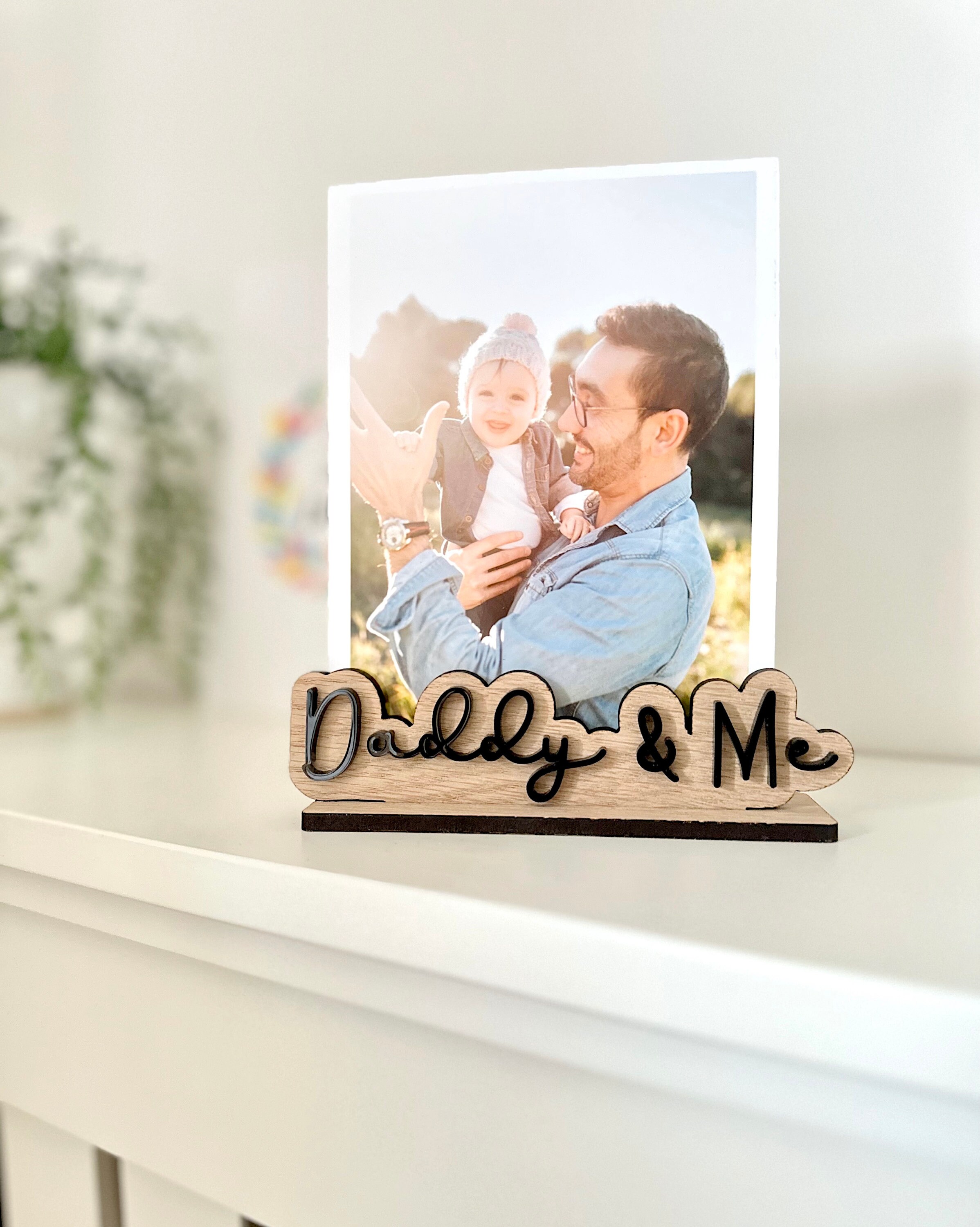 Cornice portafoto di famiglia indipendente, supporto per foto in legno, regalo per la festa del papà - Italia