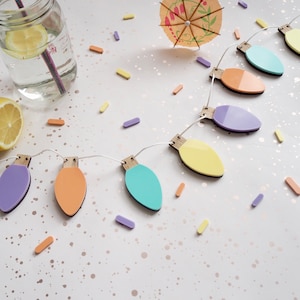 Fairy light garland, spring pastel bunting, fun nursery colourful garland, summer decor