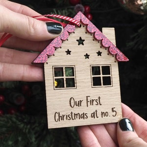 Personalised Christmas House Decoration, Wooden Christmas House Ornament, Personalised Christmas Gift