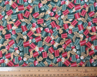 Teal and Mauve Sewing Spools - Fabric Traditions - 2 Yards B-1-31