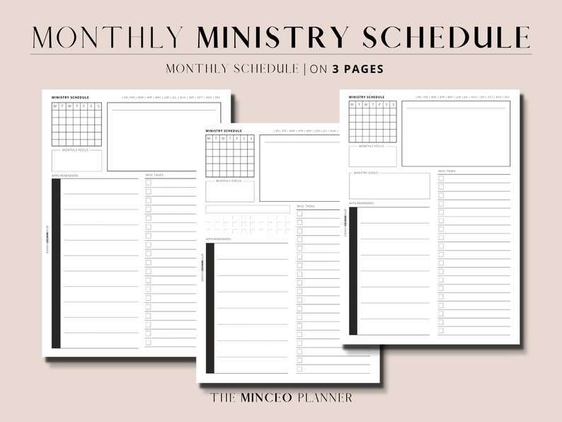 Ministry Scheduler, All-in-one Monthly Planner for Small Businesses ...