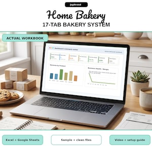 Home Bakery Management System Spreadsheet, Bakery Business Planner, Order Tracker, Recipe Cost Calculator, Inventory, Pricing Google Sheets
