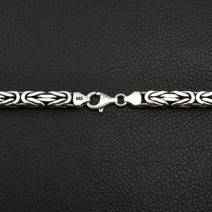 Byzantine Square Oxidized Chain Necklace, 925 Sterling Silver, Men Chain Necklace, Women Chain Necklace, Oxidized Silver King Chain Necklace