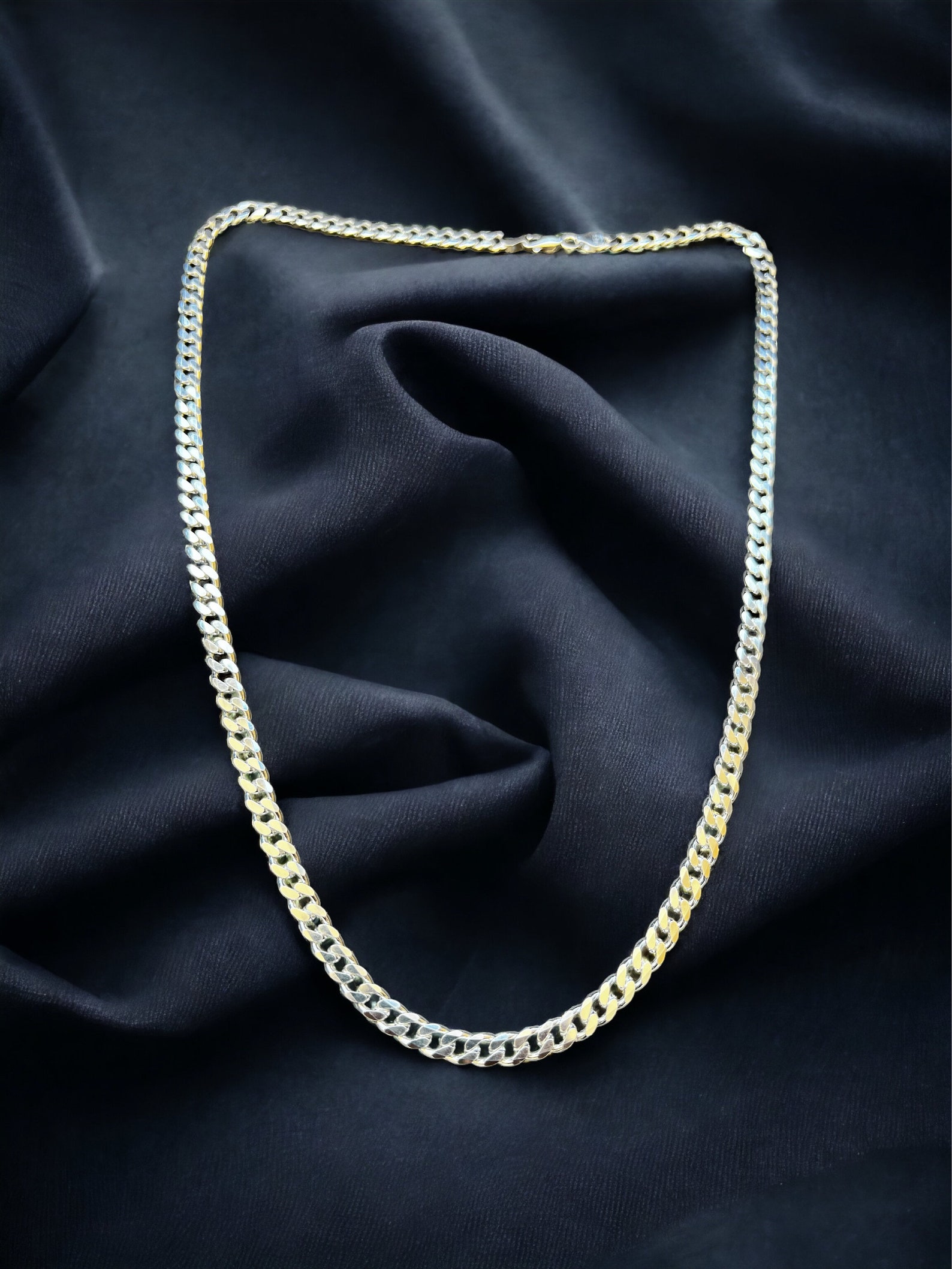 925 Sterling Silver Curb Necklace Chain, Silver Cuba Link Chain