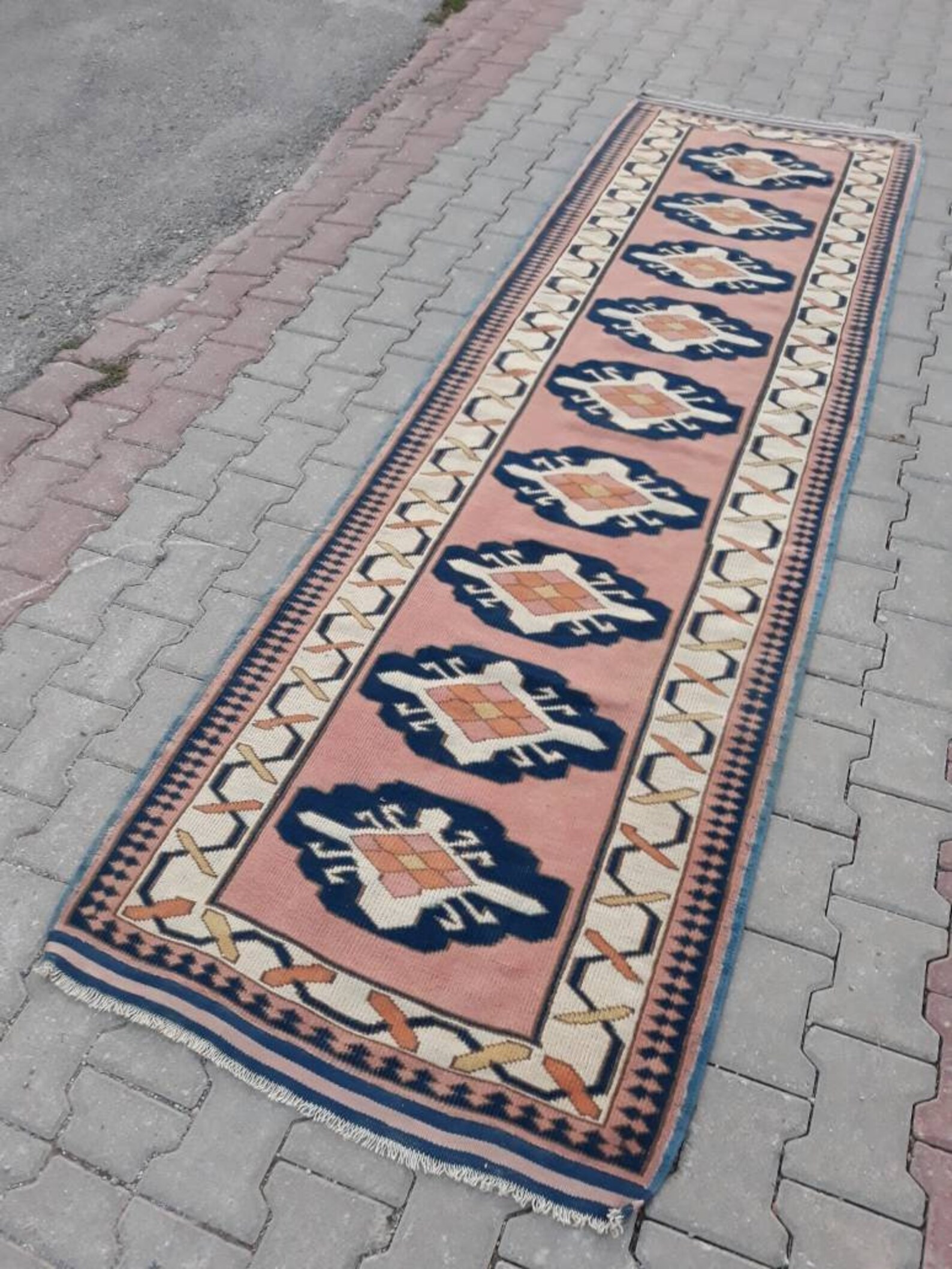 Blue Rug Runner Kitchen Rug 10.4x3.0 Ft Rug Runner Carpet Etsy