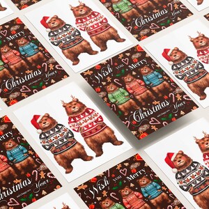 Merry Christmas Pack, Happy New Year, Bear, Noël, Xmas, Postcard, candy, carte de voeux, Winter, Graphic, Design, pack postcard