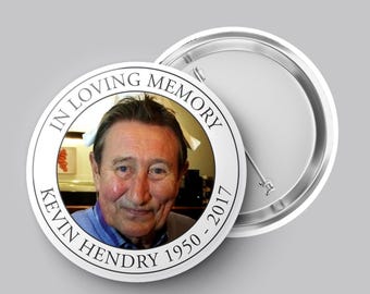 45mm Personalised Memorial Button Pin Badge - Remembrance Celebration