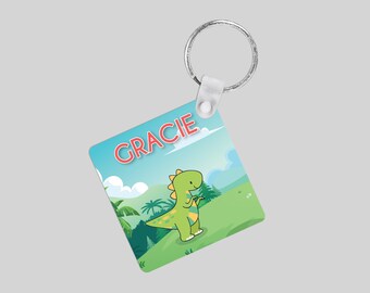 birthday gift bag charm Enamel charm party bag fillers Pink Dinosaur keyring keychain