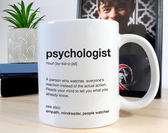 Taza con descripción de psicólogo