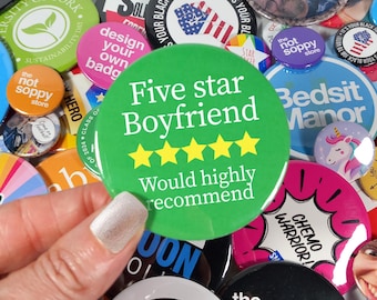 5 Star Boyfriend Rating Pin Button Badge