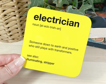 Electrician Drinks Coaster –  Funny Gift for electrician – Stocking Filler, Secret Santa, Electrician job Description Coaster