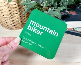 Mountain Biker Drinks Coaster –  Gift for Mountain biker – Stocking Filler, Secret Santa